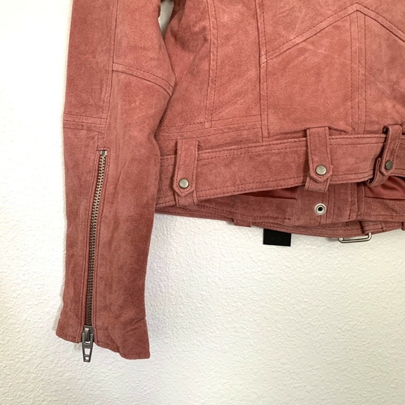 BLANKNYC DustyCoral Pink Suede Leather Moto Jacket - Picture 10 of 11